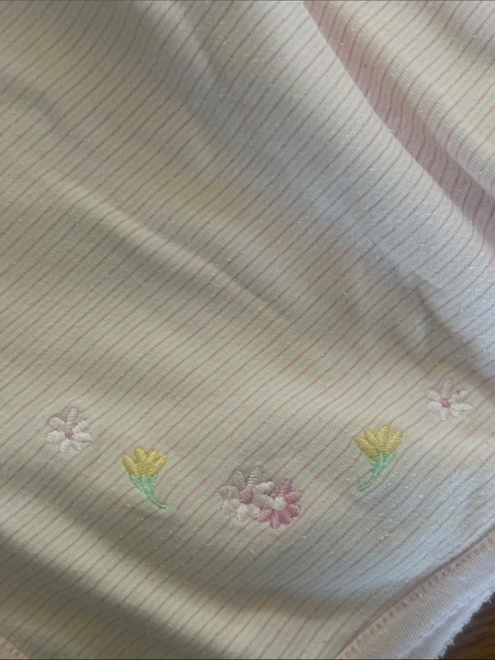 Vintage gymboree pink white flowers Baby blanket with Pink Trim